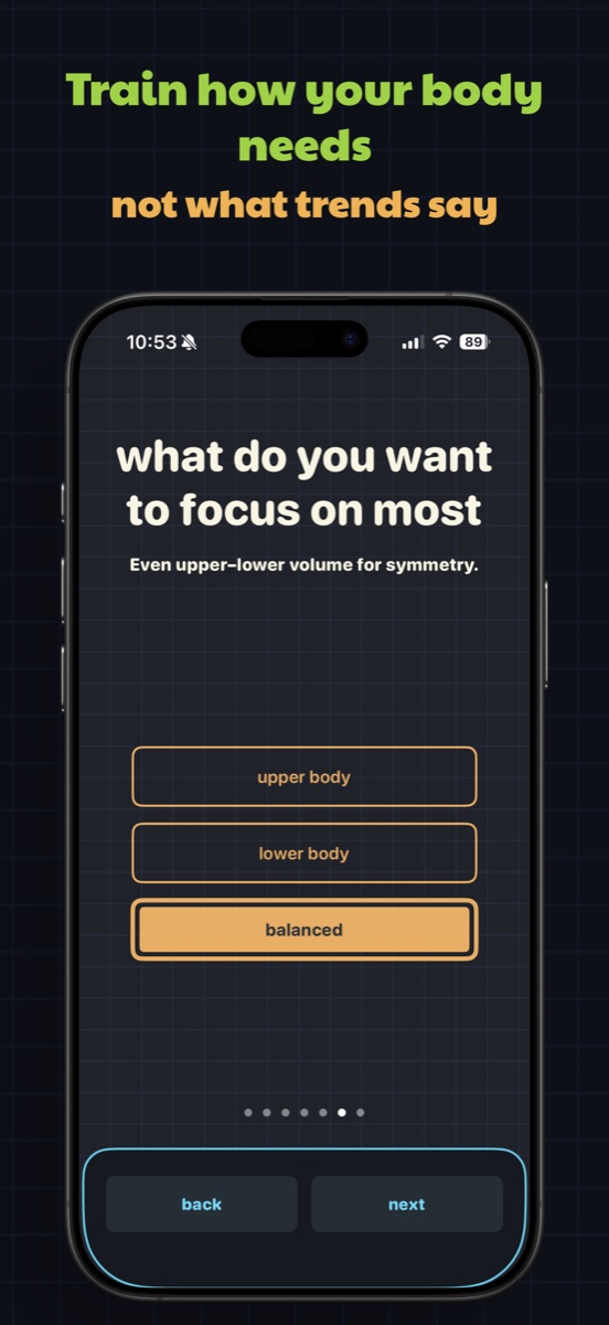 Nimlo profile builder asking what to focus on most