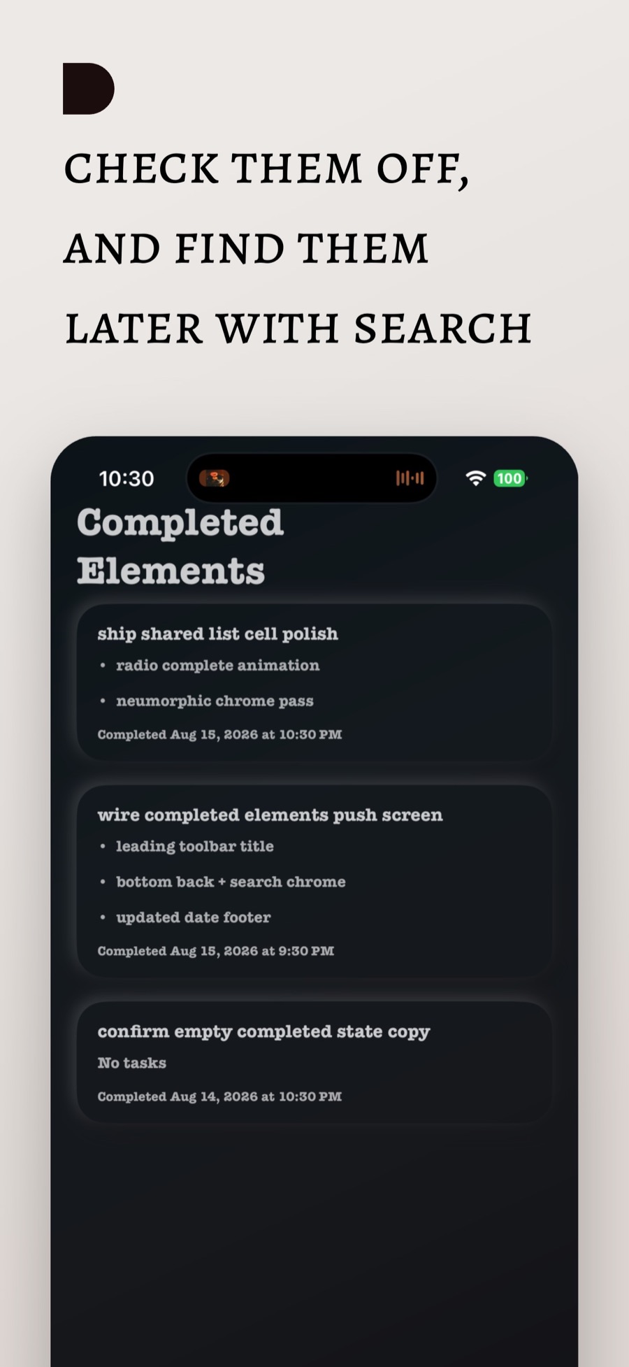 Troutt completed elements